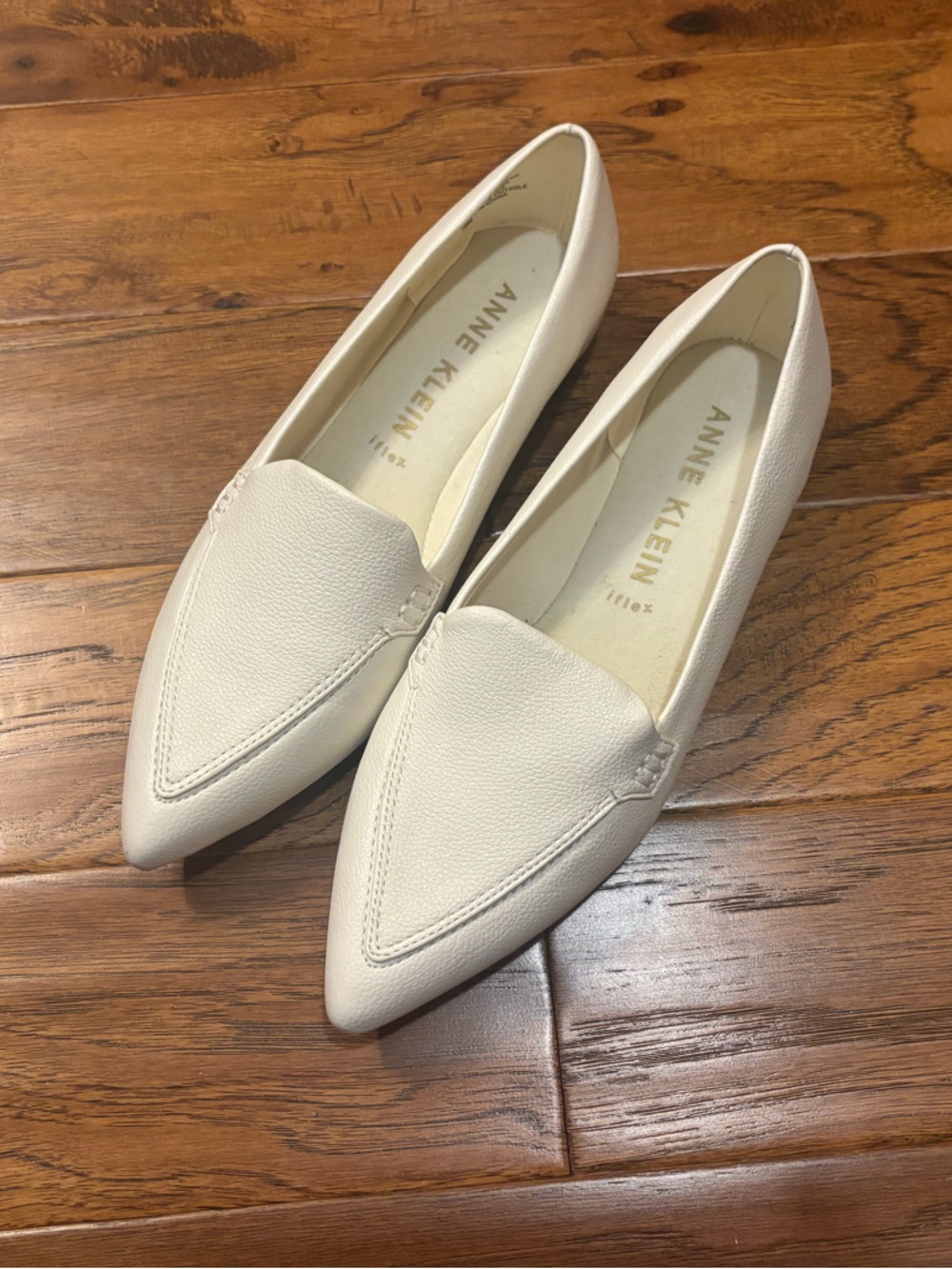 Anne Klein Women's White Pointed Toe Slip-On Loafers - Picture 2 of 6